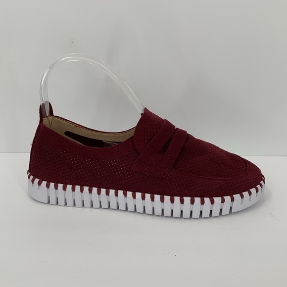 Ilse Jacobsen Tulipu penny loafer shoe red wine white platform comfort 36 6 - Picture 1 of 6